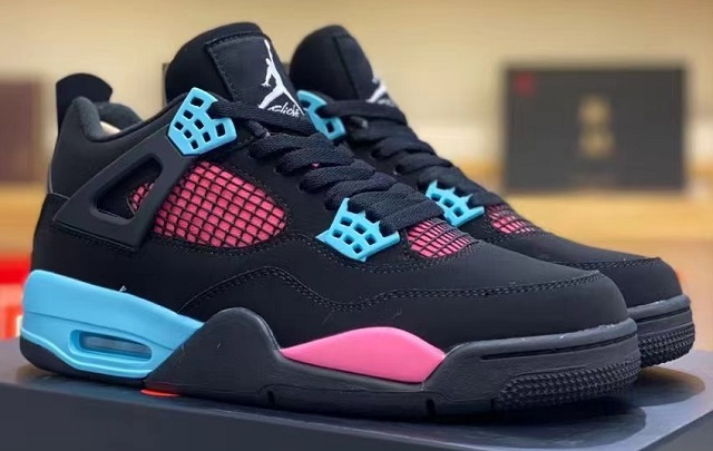 Women Air Jordan 4 Cement Blue Pink